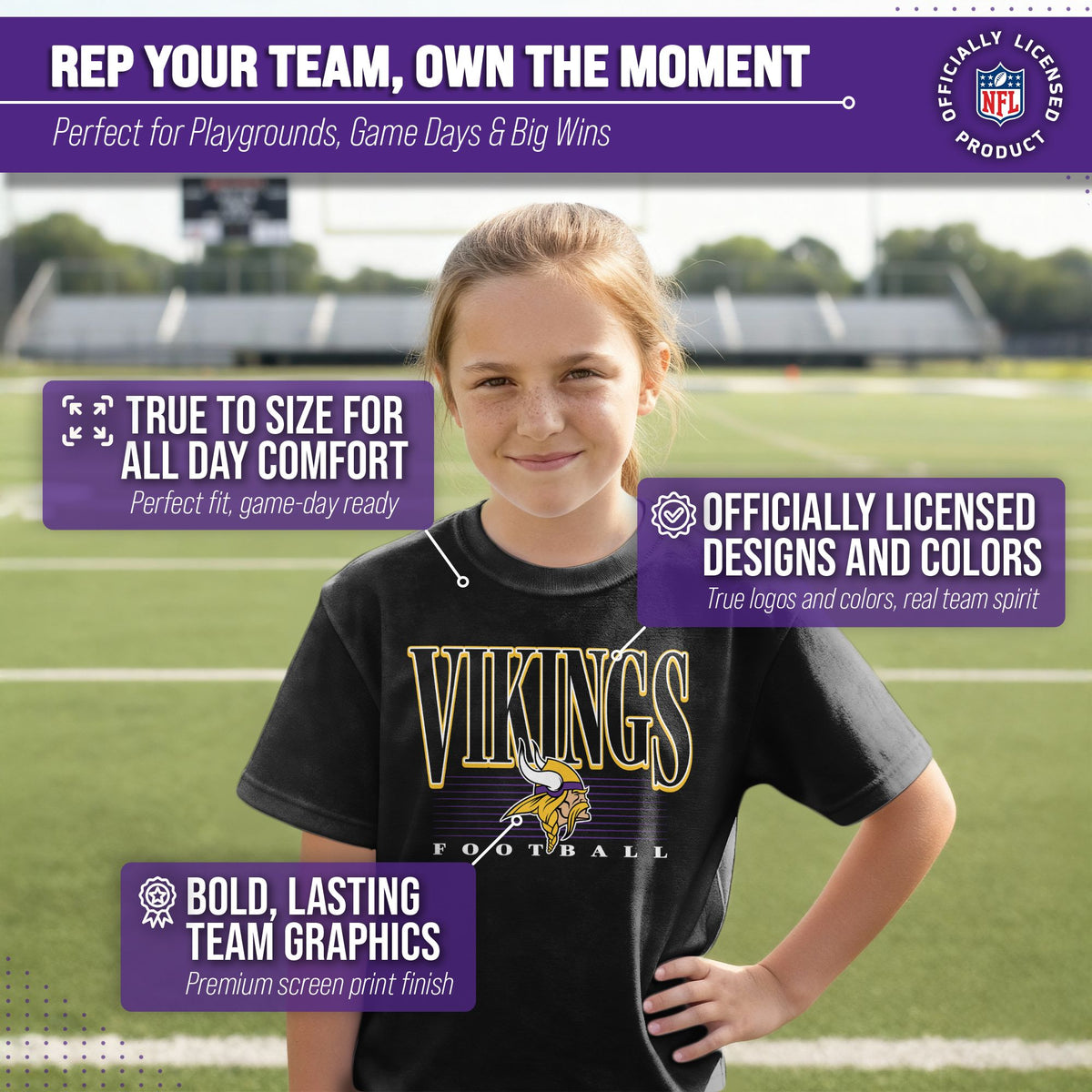 Minnesota Vikings NFL Youth Overtime T-Shirt - Black