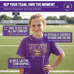 Minnesota Vikings NFL Youth Overtime Blueprint Football T-Shirt Unisex Tag Free Comfortable - Purple
