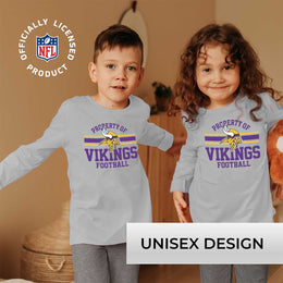 Minnesota Vikings NFL Youth Property Of Crew Sweatshirt - Sport Gray