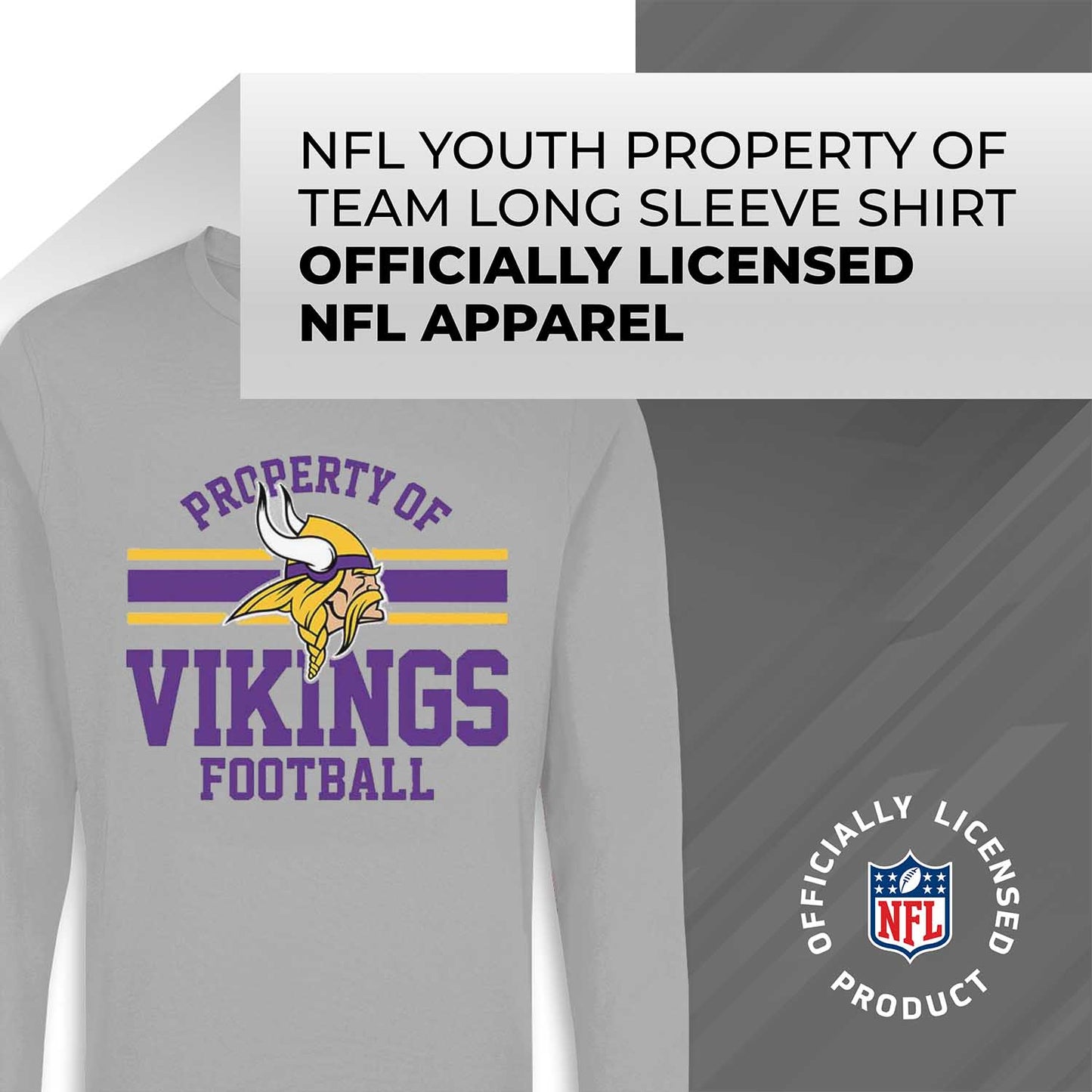 Minnesota Vikings NFL Youth Property Of Crew Sweatshirt - Sport Gray