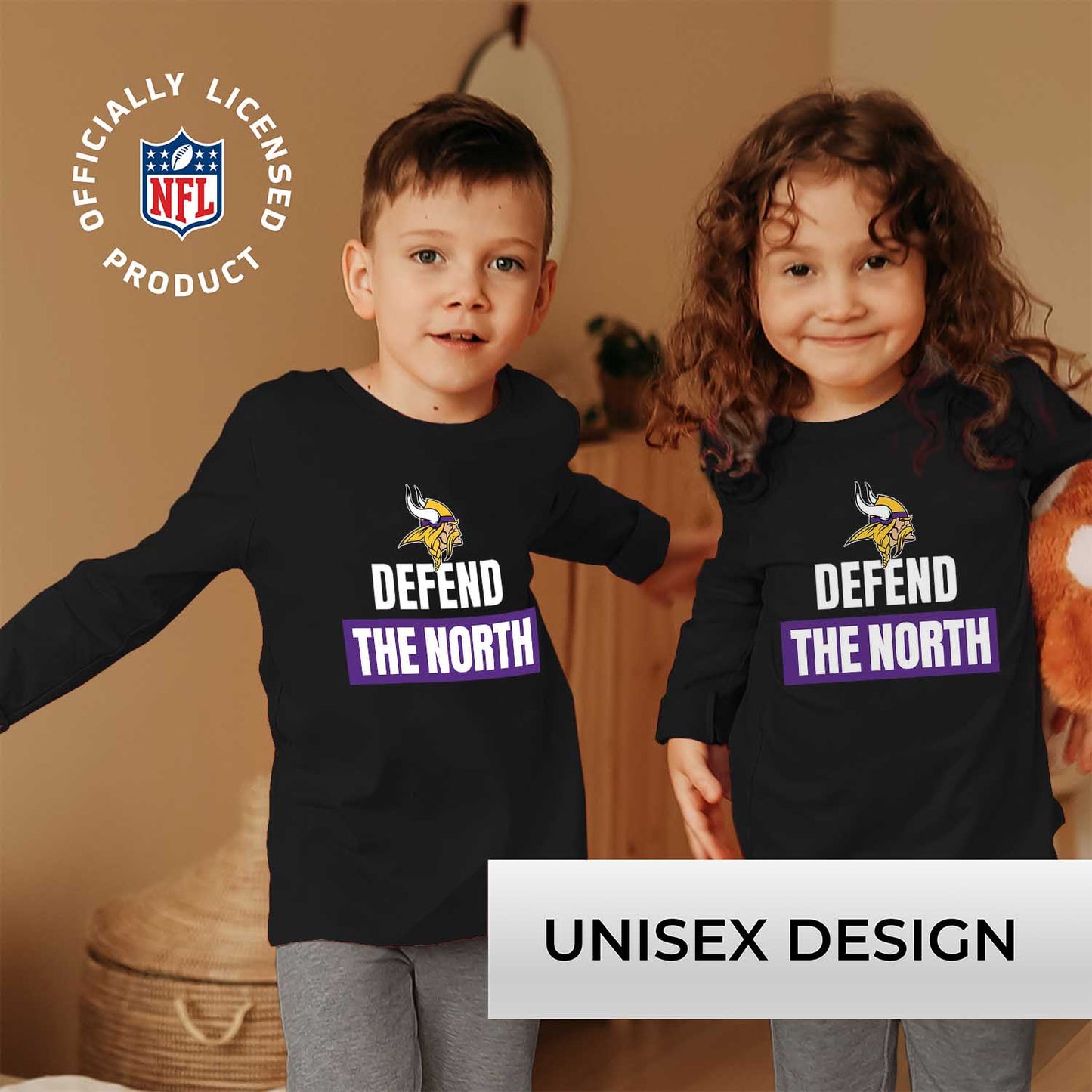 Minnesota Vikings NFL Youth Team Slogan crewneck Sweatshirt - Black