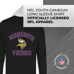 Minnesota Vikings NFL Gameday Youth Football Long Sleeve Shirt - Black