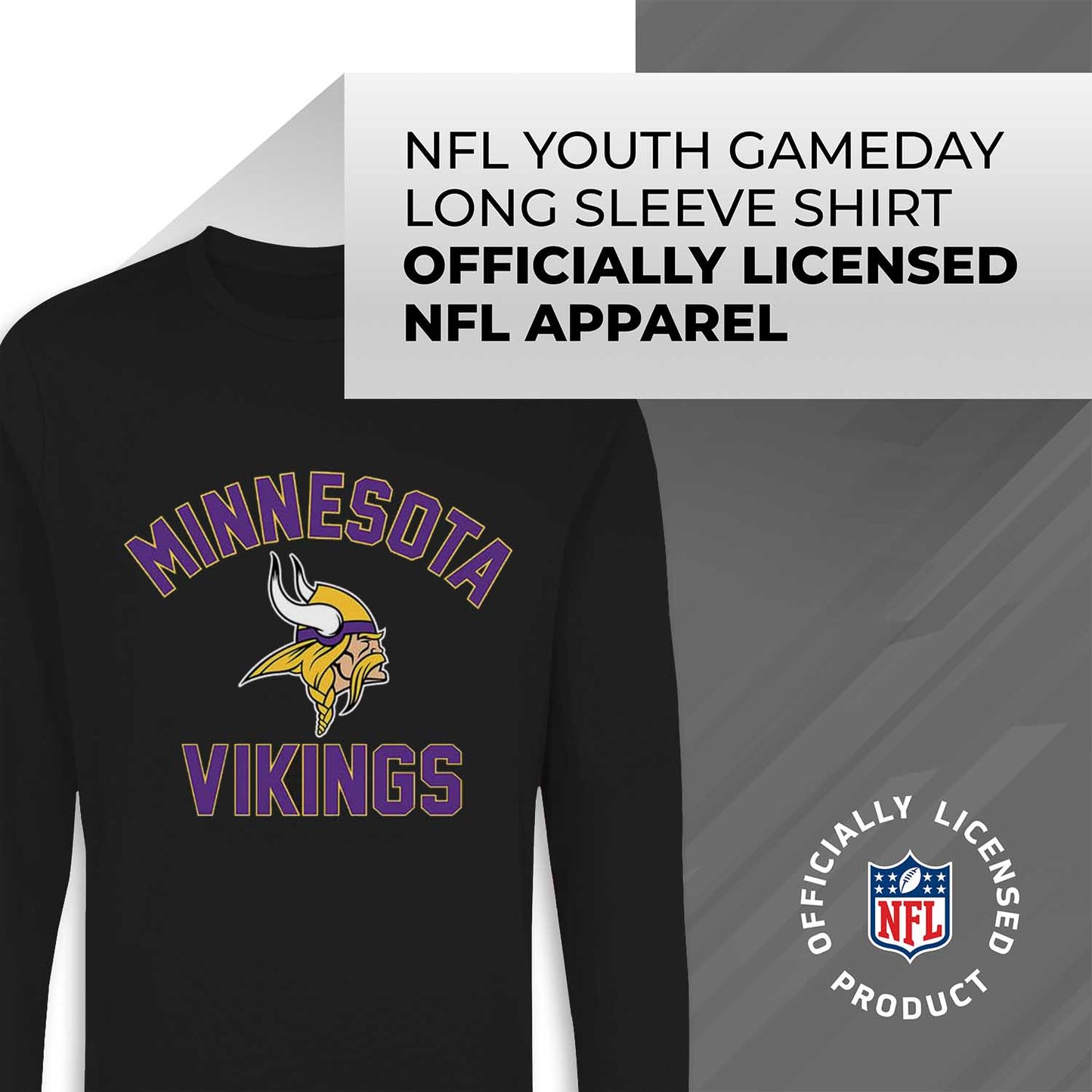 Minnesota Vikings NFL Gameday Youth Football Long Sleeve Shirt - Black