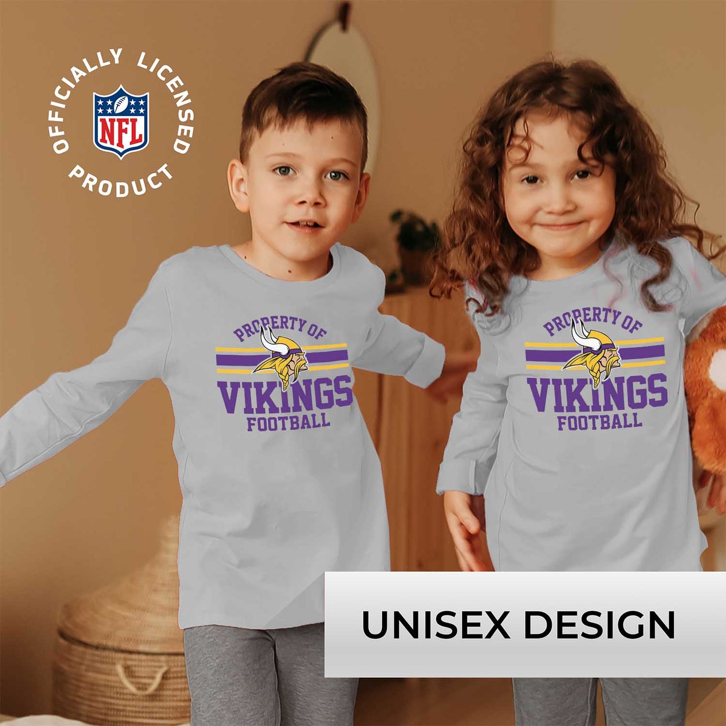 Minnesota Vikings NFL Youth Property Of Long Sleeve Lightweight T Shirt - Sport Gray