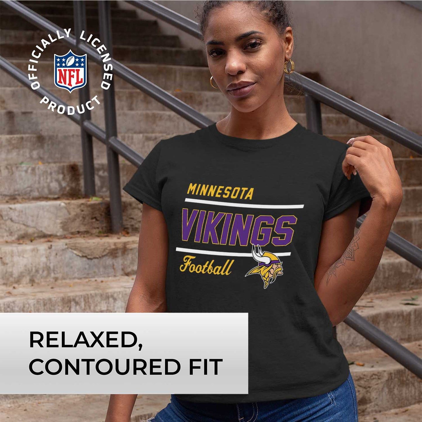 Minnesota Vikings NFL Womens Plus Size Relaxed Fit T-Shirt - Black