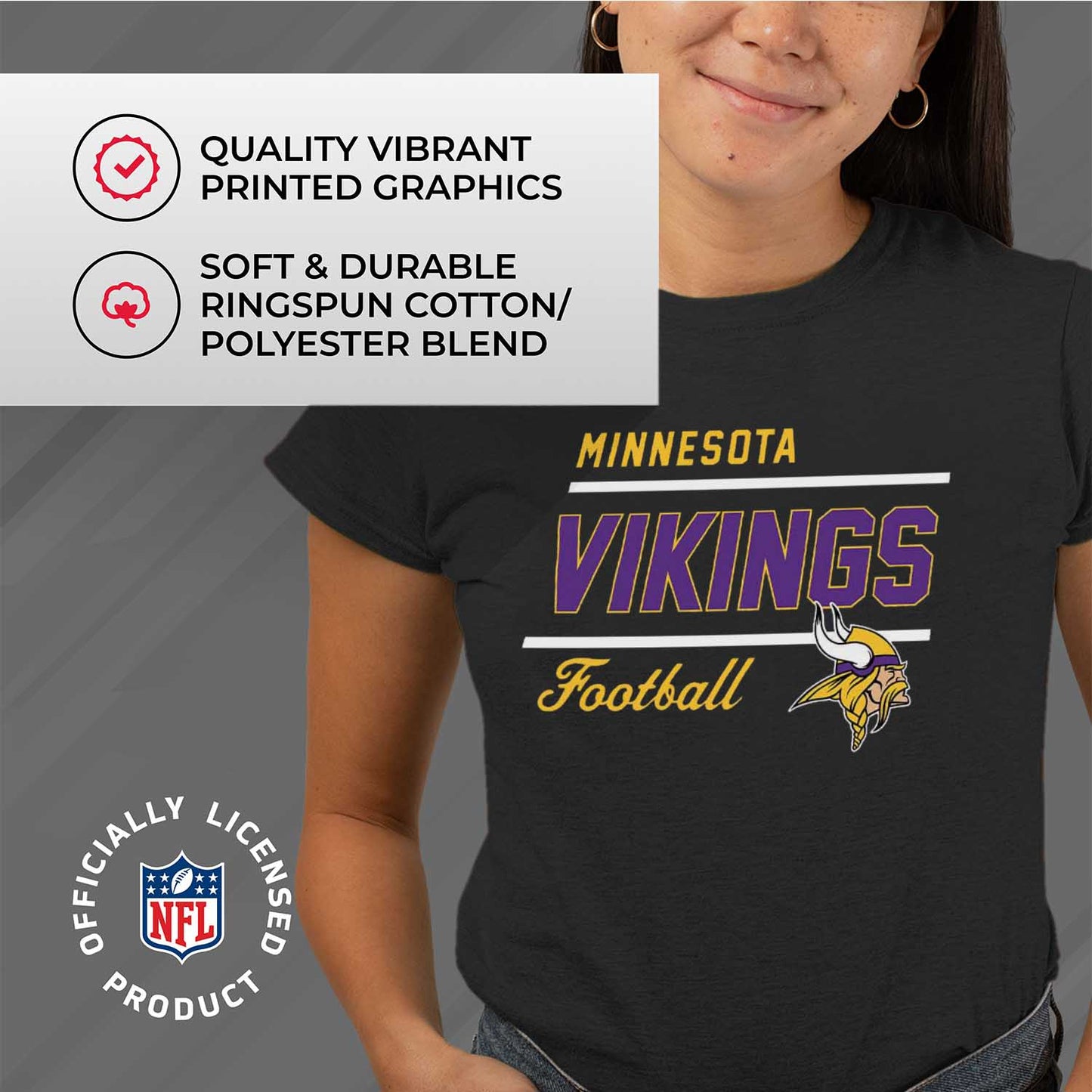 Minnesota Vikings NFL Womens Plus Size Relaxed Fit T-Shirt - Black