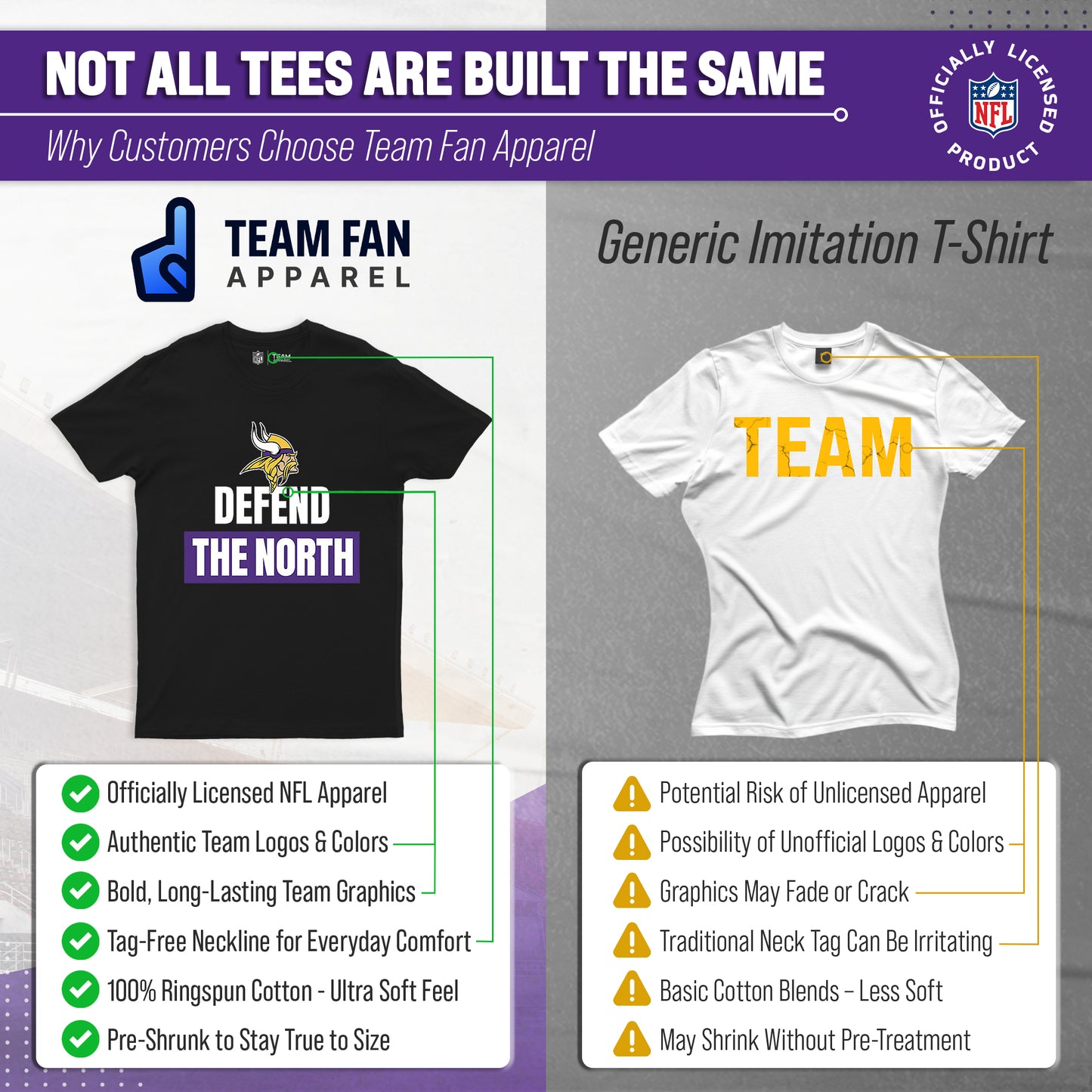 Minnesota Vikings NFL Adult Team Slogan Unisex T-Shirt - Black