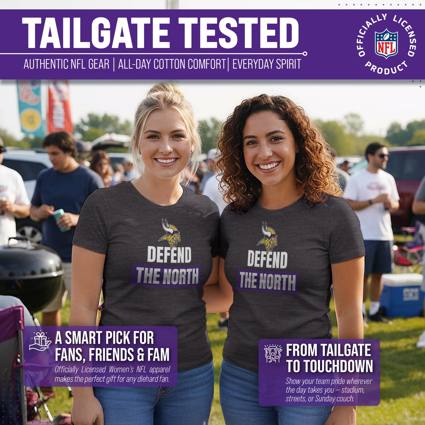 Minnesota Vikings NFL Womens Team Slogan Short Sleeve Tshirt - Charcoal