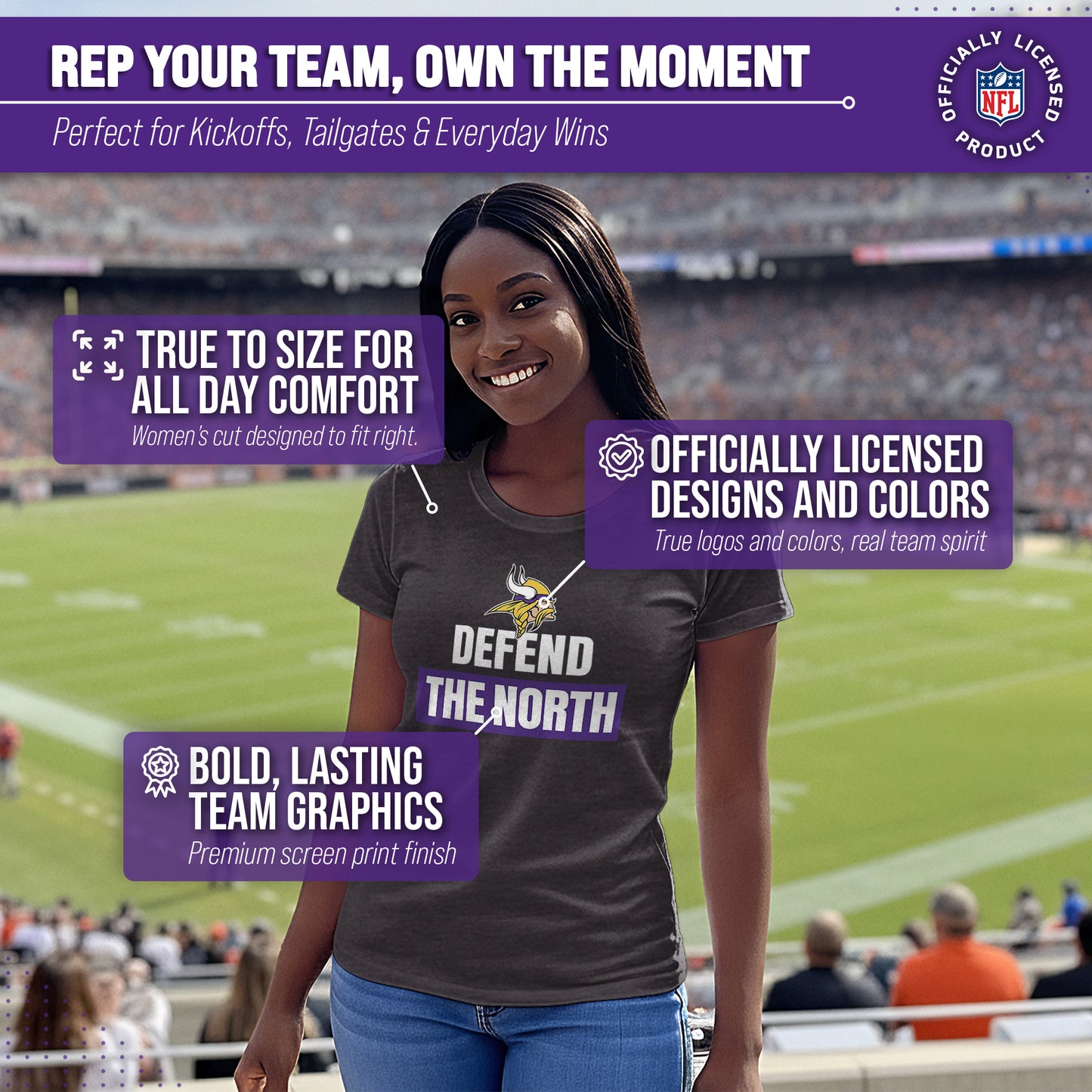 Minnesota Vikings NFL Womens Team Slogan Short Sleeve Tshirt - Charcoal