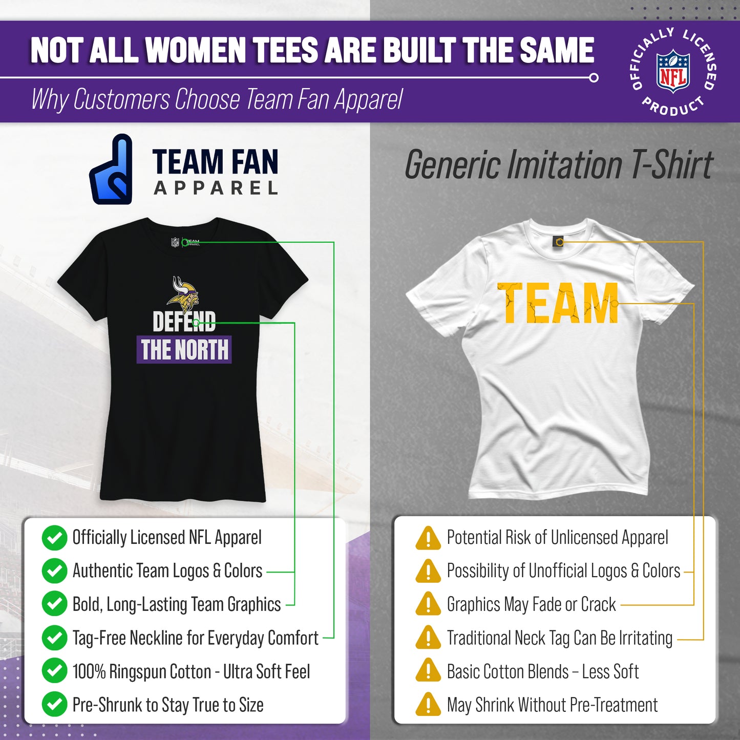Minnesota Vikings NFL Womens Team Slogan Short Sleeve Tshirt - Black