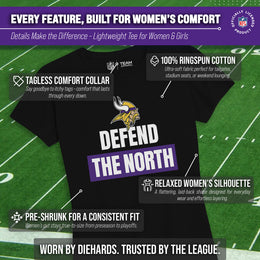 Minnesota Vikings NFL Womens Team Slogan Short Sleeve Tshirt - Black