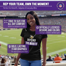 Minnesota Vikings NFL Womens Team Slogan Short Sleeve Tshirt - Black
