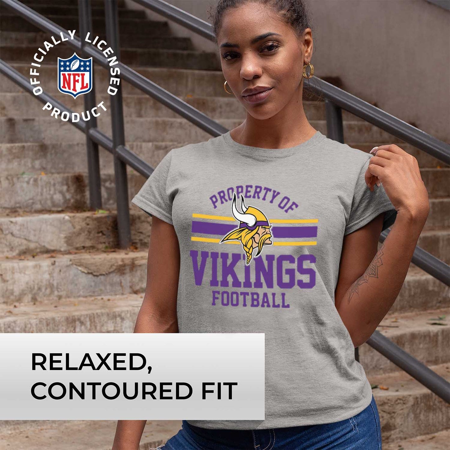 Minnesota Vikings NFL Women's Property Of Lightweight Plus Size T-Shirt - Sport Gray