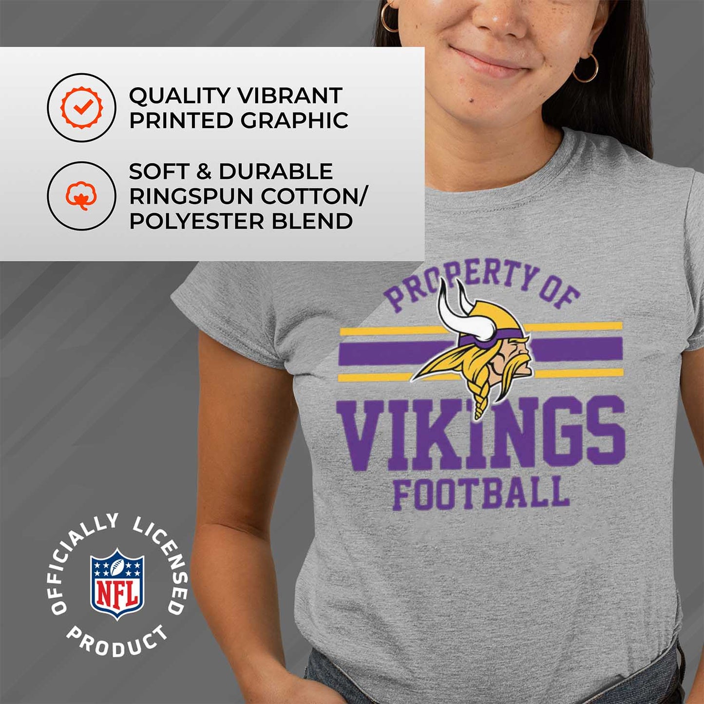 Minnesota Vikings NFL Women's Property Of Lightweight Plus Size T-Shirt - Sport Gray