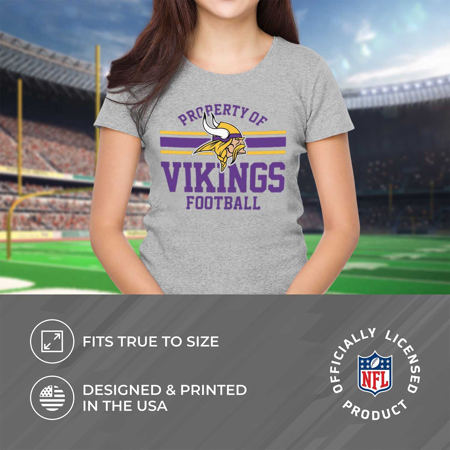 Minnesota Vikings NFL Women's Property Of Lightweight Plus Size T-Shirt - Sport Gray