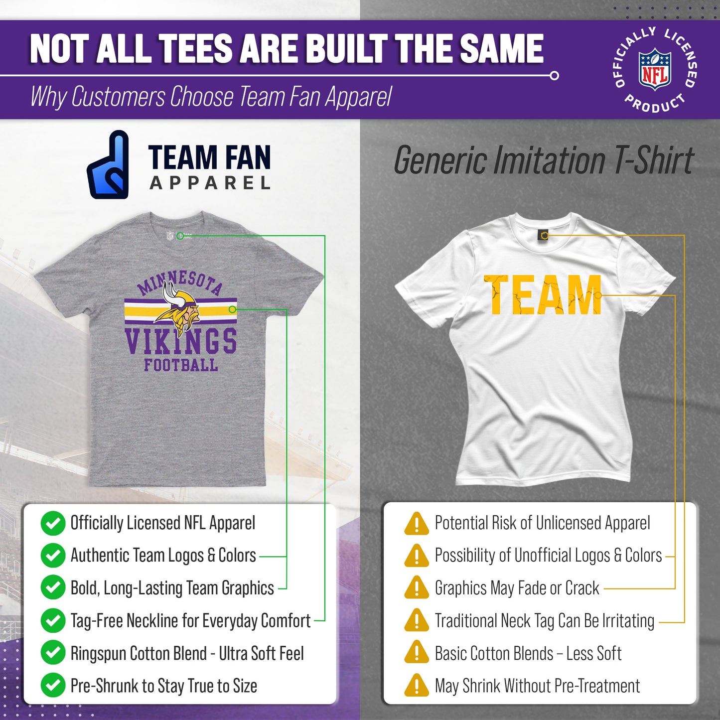 Minnesota Vikings NFL Adult Short Sleeve Team Stripe Tee - Sport Gray