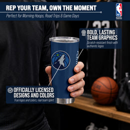 Minnesota Timberwolves NBA Basketball 20oz Stainless Steel Vacuum Insulated Game Day Tumbler with Silicone Grip - Navy