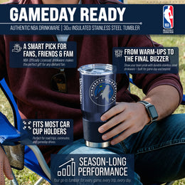 Minnesota Timberwolves NBA Basketball 30oz Stainless Steel Vacuum Insulated Game Day Tumbler with Silicone Grip - Navy