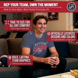 Montreal Canadiens NHL Adult Powerplay Heathered Unisex T-Shirt - Navy