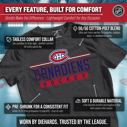 Montreal Canadiens Adult NHL Heather Charcoal True Fan Hockey T-Shirt - Charcoal