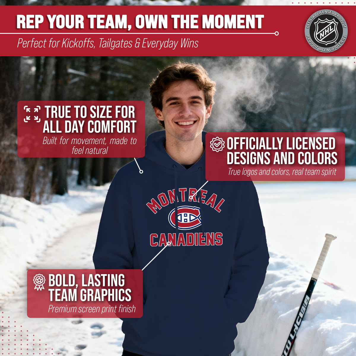 Montreal Canadiens Hoodie Pullover Sweatshirt - Navy