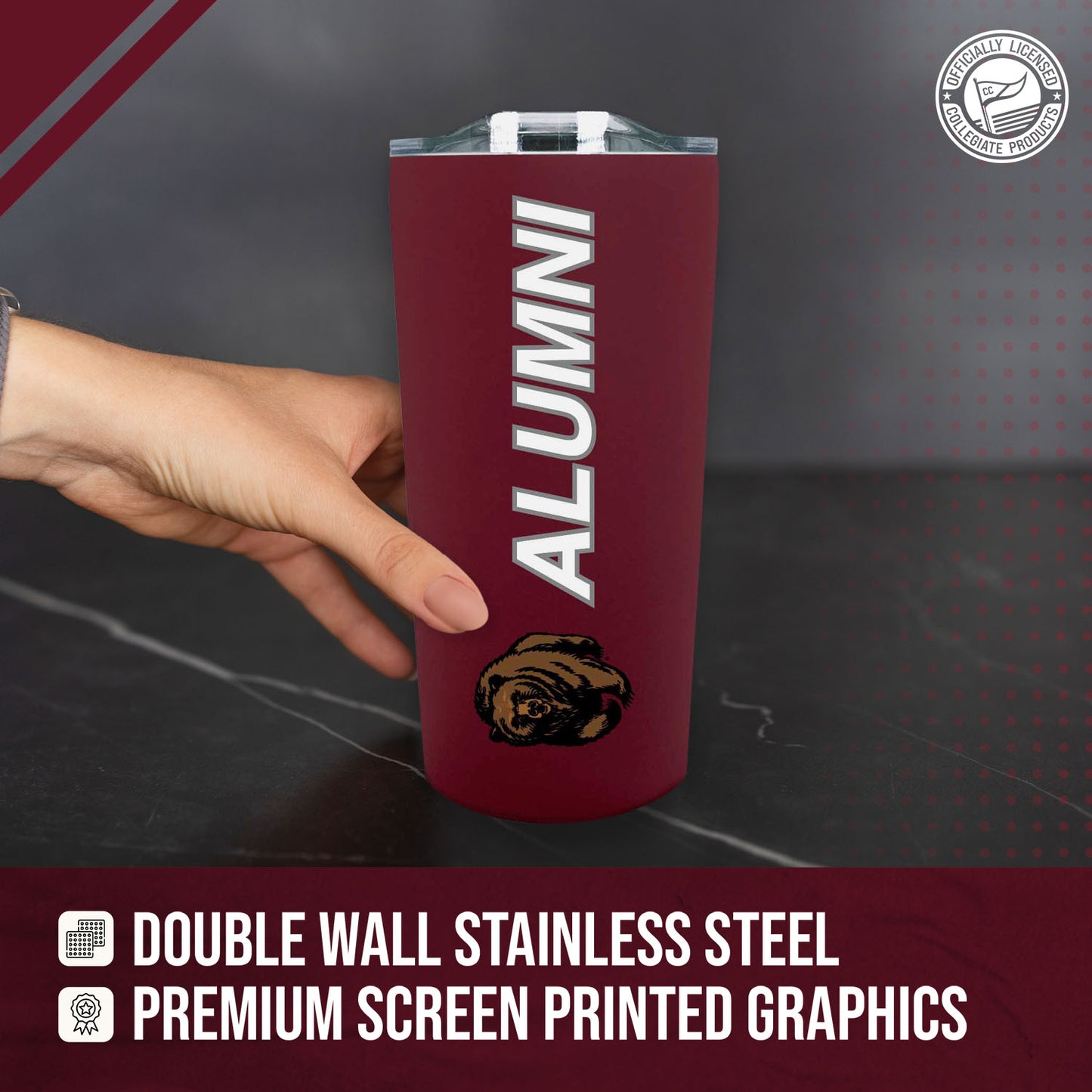 Montana Grizzlies Collegiate Stainless Steel Travel Tumbler for Alumni - Maroon