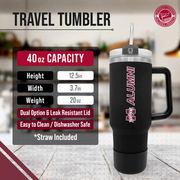 Mississippi State Bulldogs Collegiate 40oz Stainless Steel Travel Tumbler with Handle for Alumni - Black