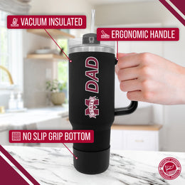 Mississippi State Bulldogs Collegiate 40oz Stainless Steel Travel Tumbler with Handle for Dad - Black