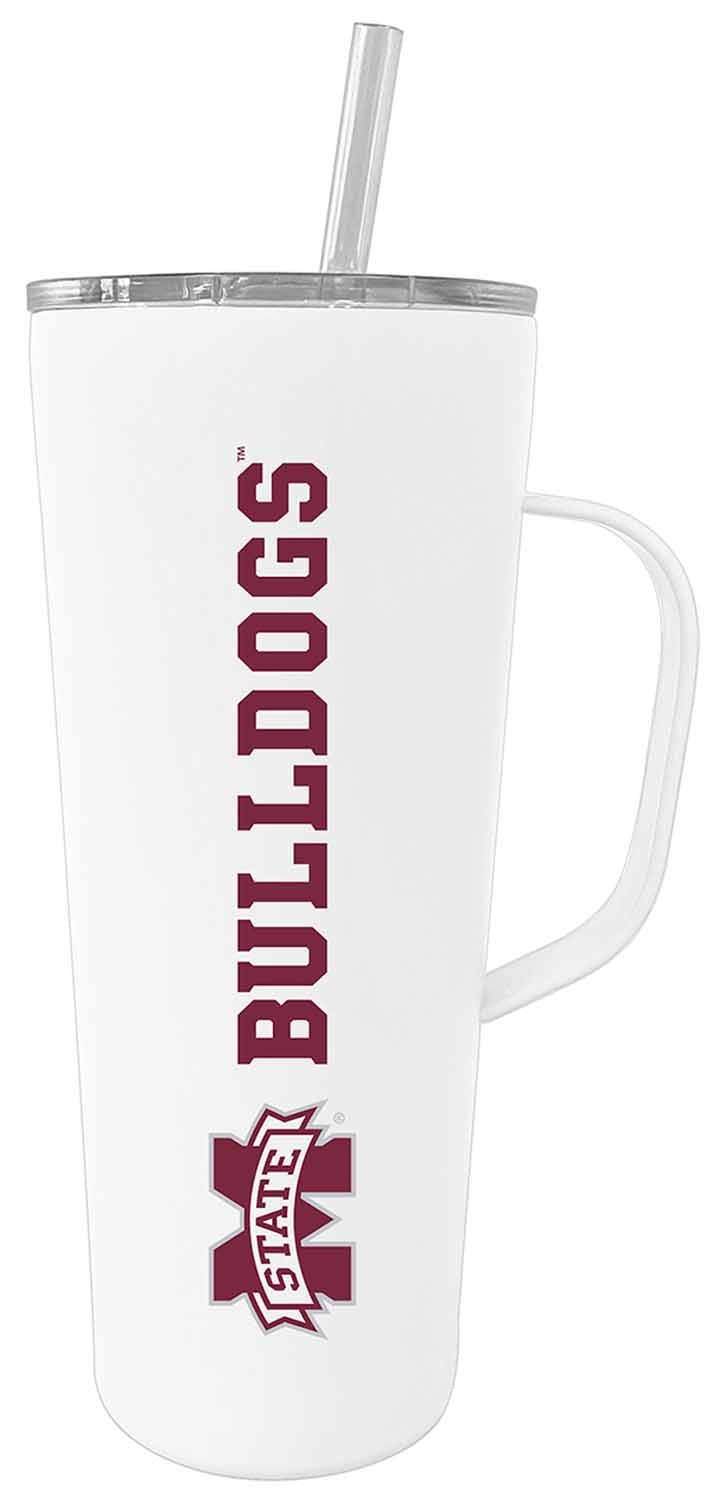 Mississippi State Bulldogs NCAA Stainless Steel 20oz Roadie With Handle & Dual Option Lid With Straw - White
