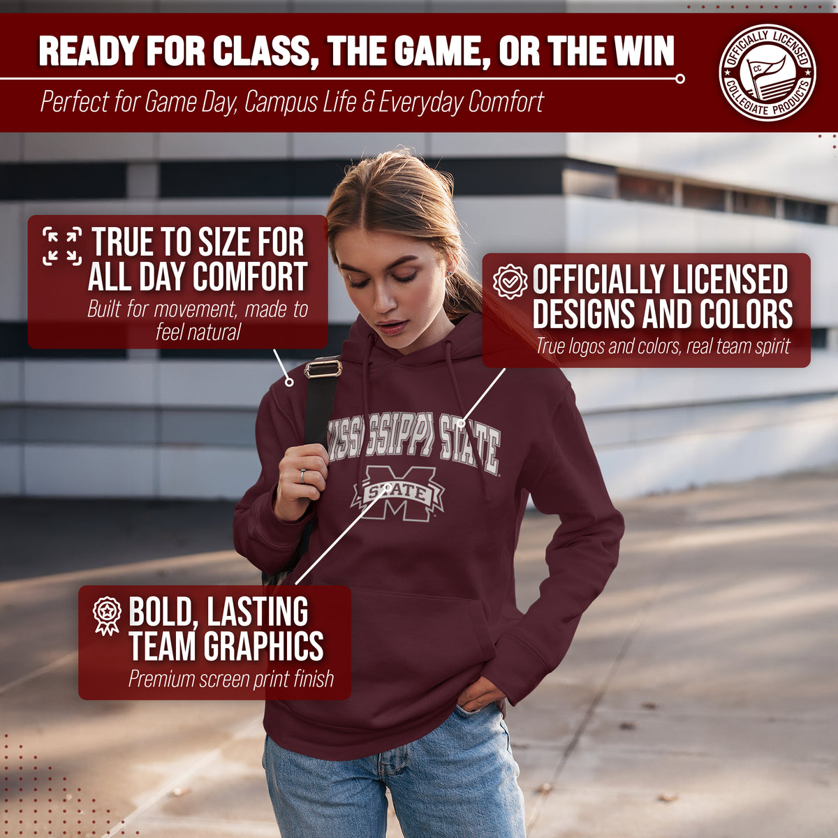 Mississippi State Bulldogs Arch & Logo Gameday Hoodie - Team Color