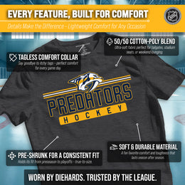 Nashville Predators Adult NHL Heather Charcoal True Fan Hockey T-Shirt - Charcoal