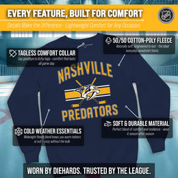 Nashville Predators Adult NHL Faceoff Hockey Fleece Crewneck Sweatshirt - Navy