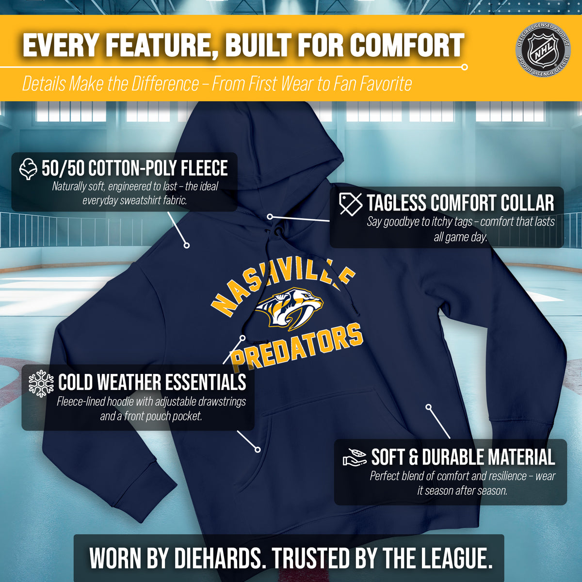 Nashville Predators Hoodie Pullover Sweatshirt - Navy