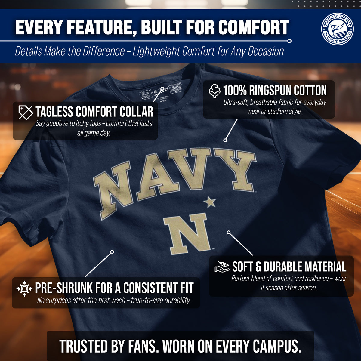 Navy Midshipmen Gameday Cotton T-Shirt for Men and Women