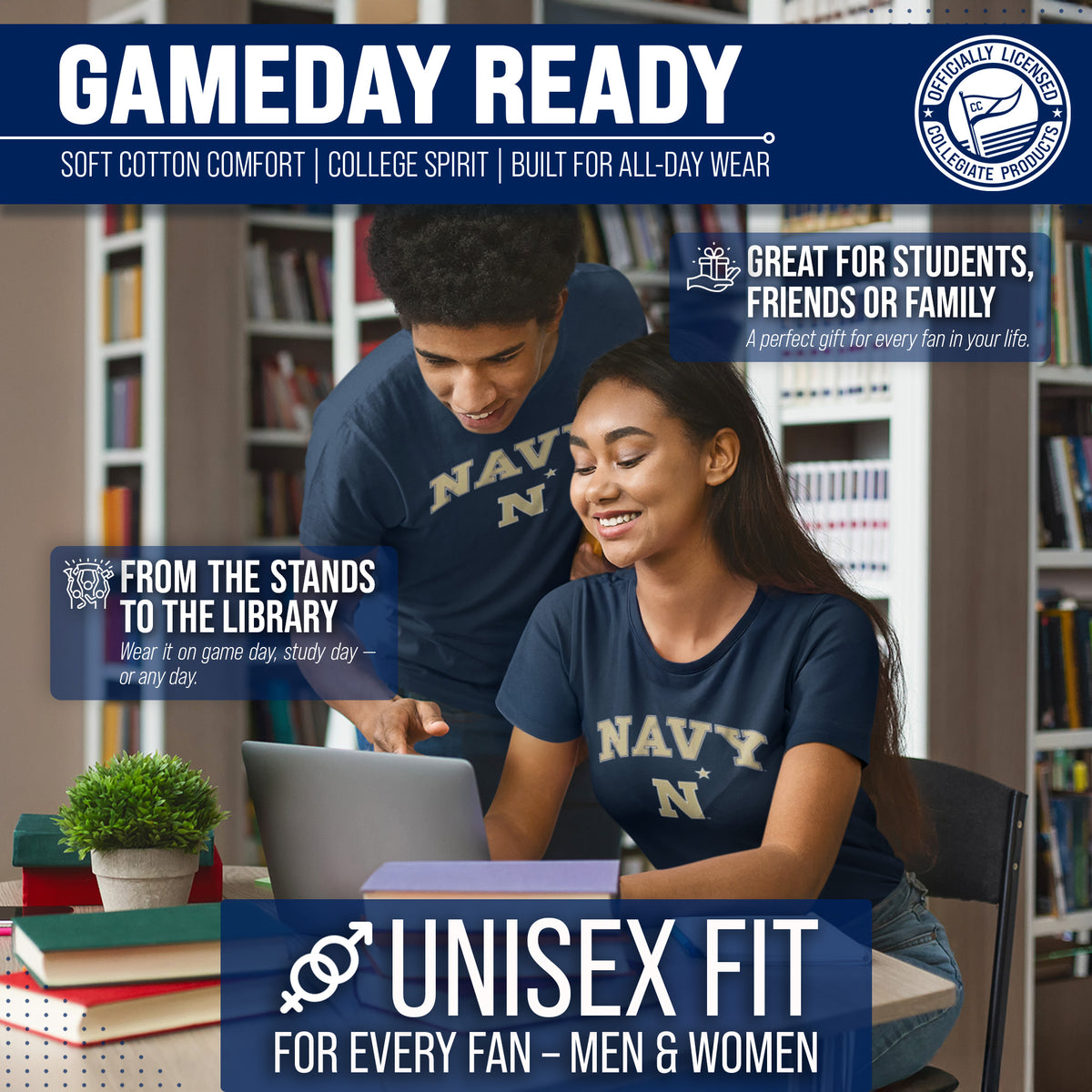 Navy Midshipmen Gameday Cotton T-Shirt for Men and Women