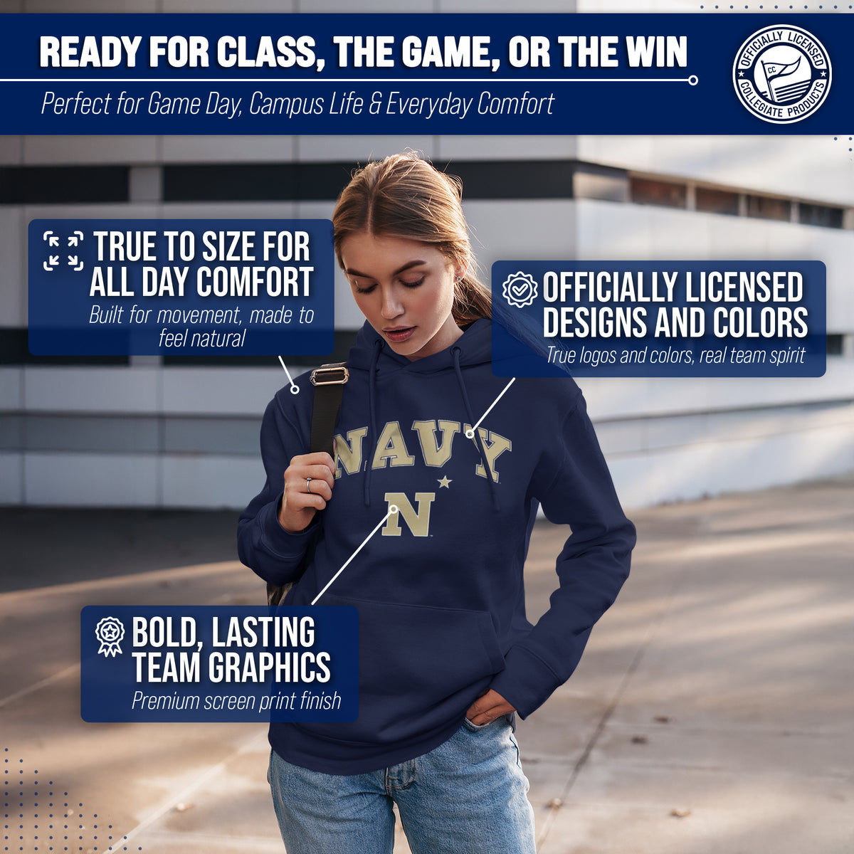 NAVY Arch & Logo Gameday Hoodie - Navy
