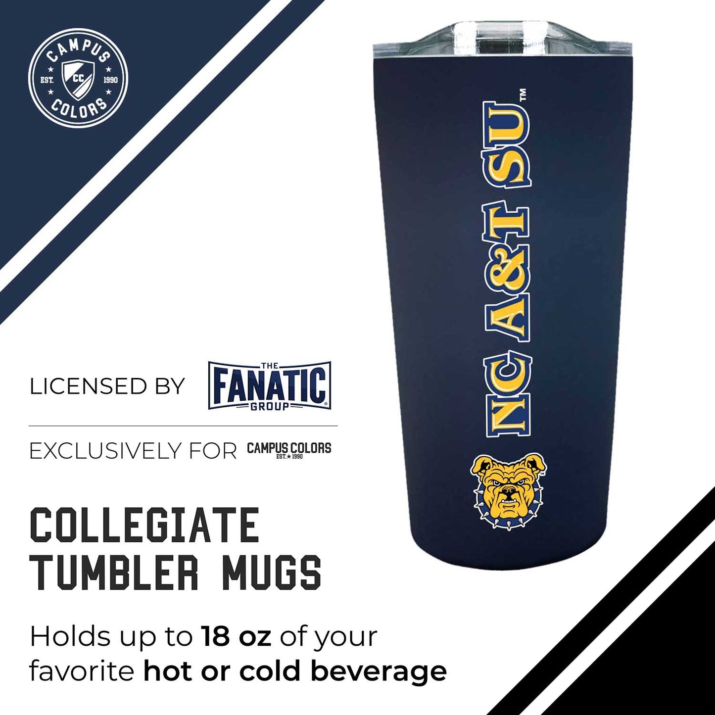 North Carolina A&T State University Campus Colors  NCAA Tumbler - Navy
