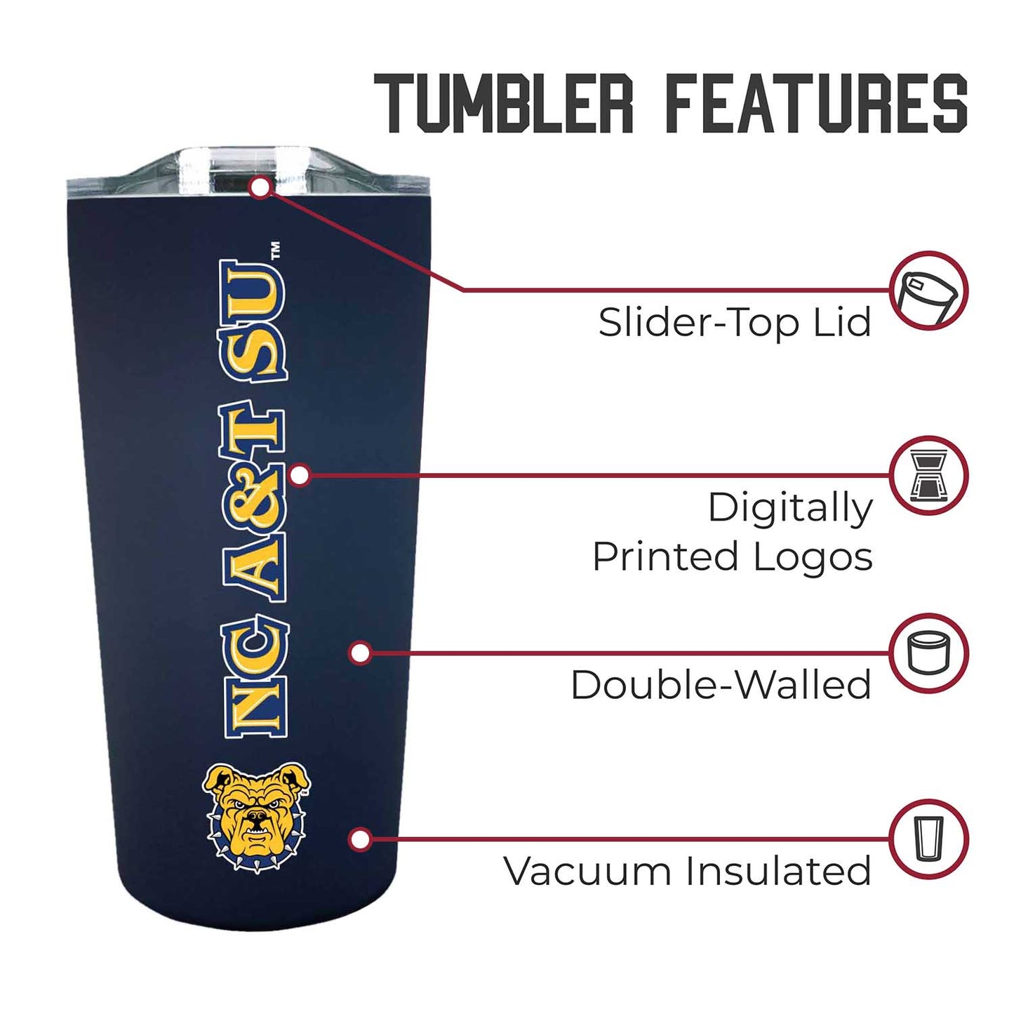 North Carolina A&T State University Campus Colors  NCAA Tumbler - Navy