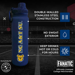 North Carolina A&T State University NCAA Stainless Steel Water Bottle - Navy