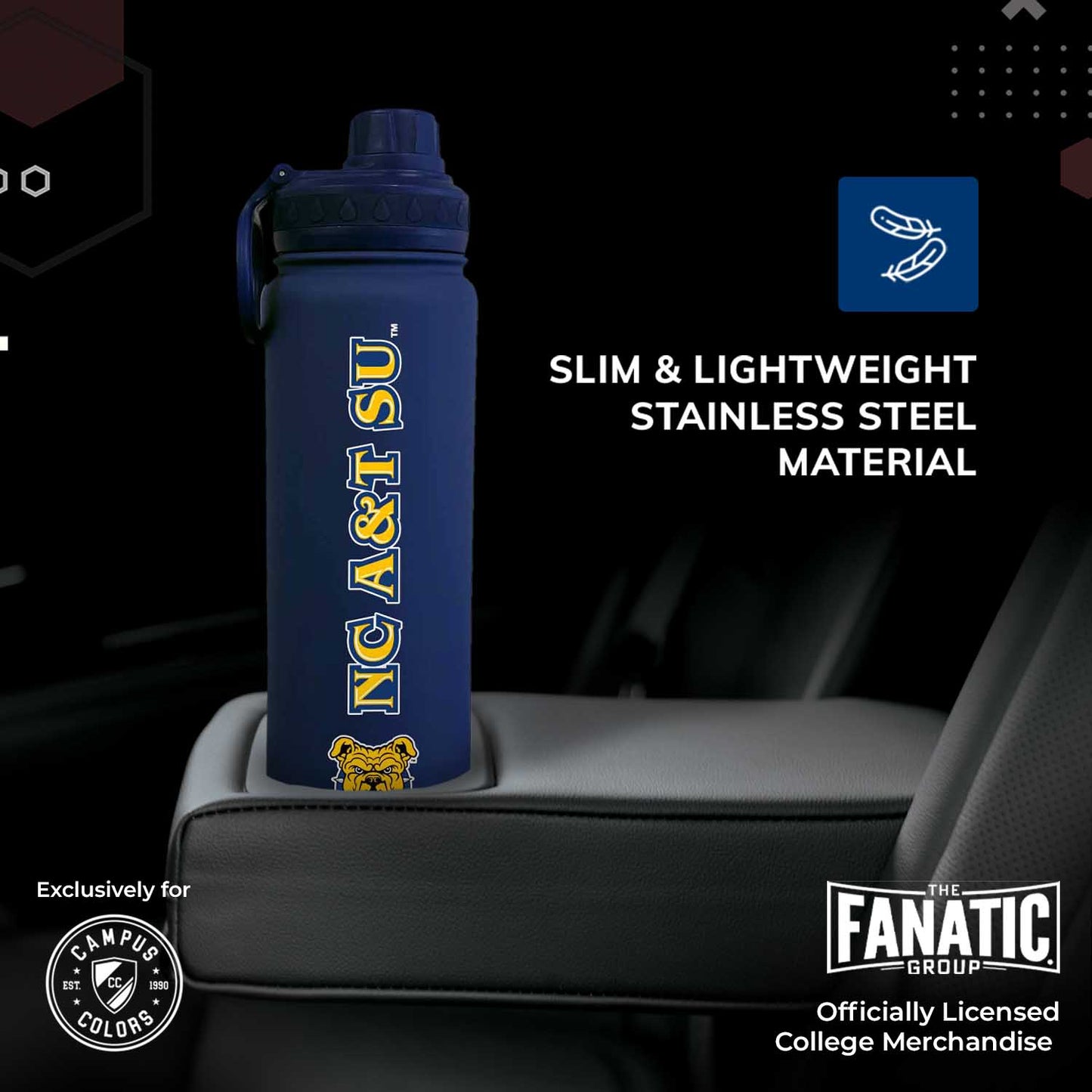 North Carolina A&T State University NCAA Stainless Steel Water Bottle - Navy