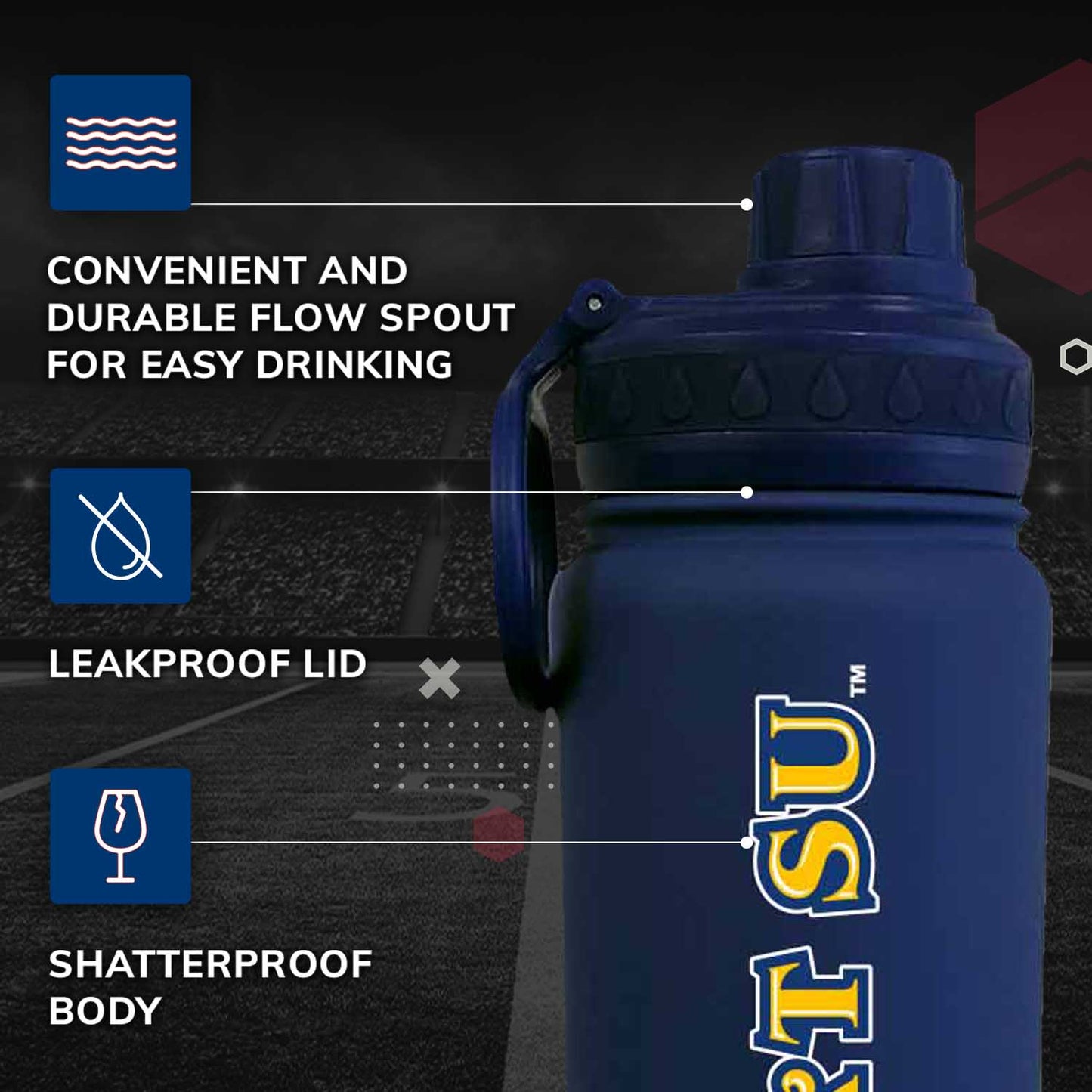 North Carolina A&T State University NCAA Stainless Steel Water Bottle - Navy