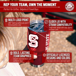 NC State Wolfpack NCAA University 30oz Stainless Steel Vacuum Insulated Game Day Tumbler with Silicone Grip - Red