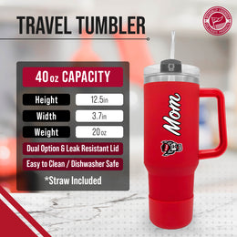 NC State Wolfpack Collegiate 40oz Stainless Steel Travel Tumbler with Handle for Mom - Red