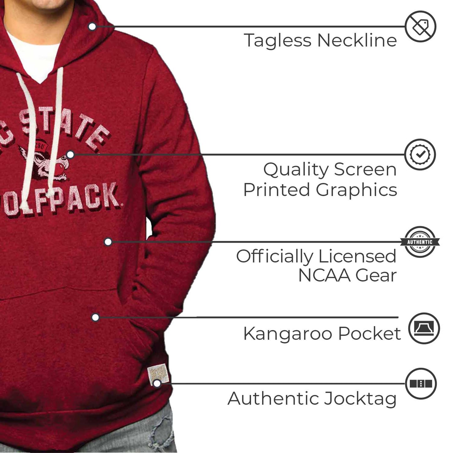 NC State Wolfpack Adult University Hoodie - Red