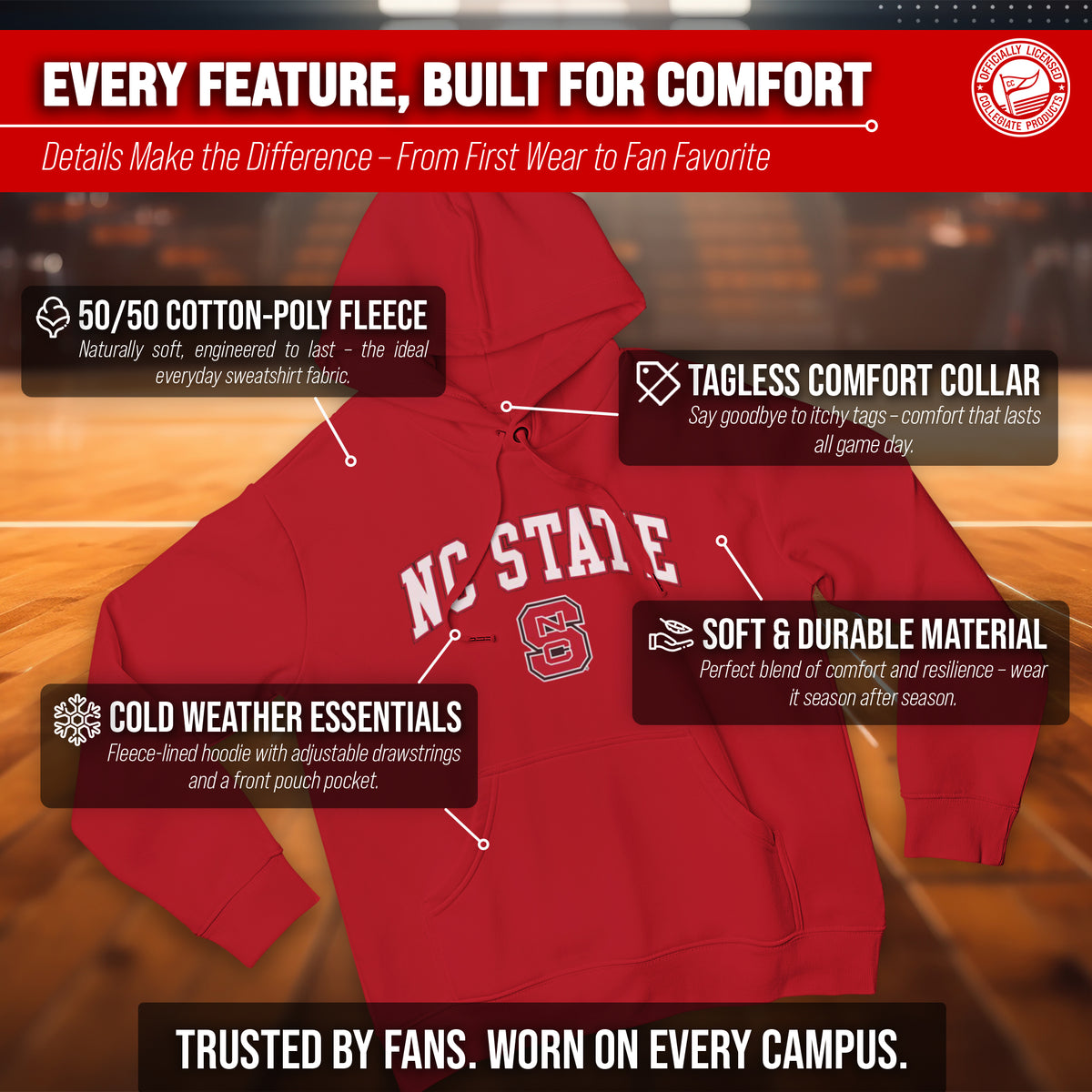 NCST Arch & Logo Gameday Hoodie - Red