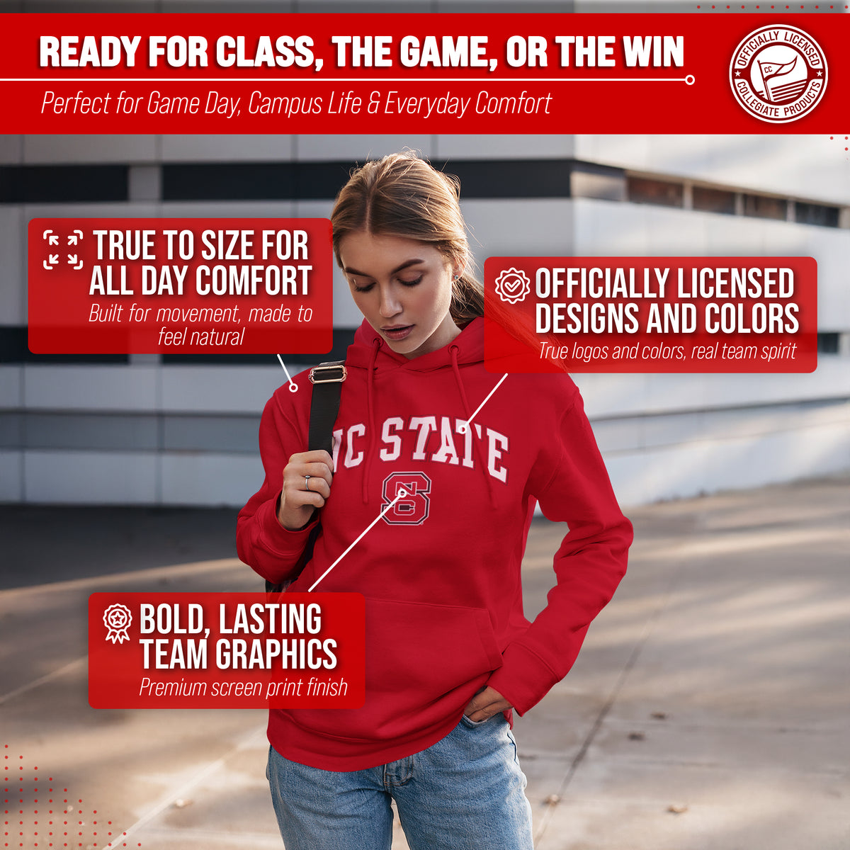 NCST Arch & Logo Gameday Hoodie - Red