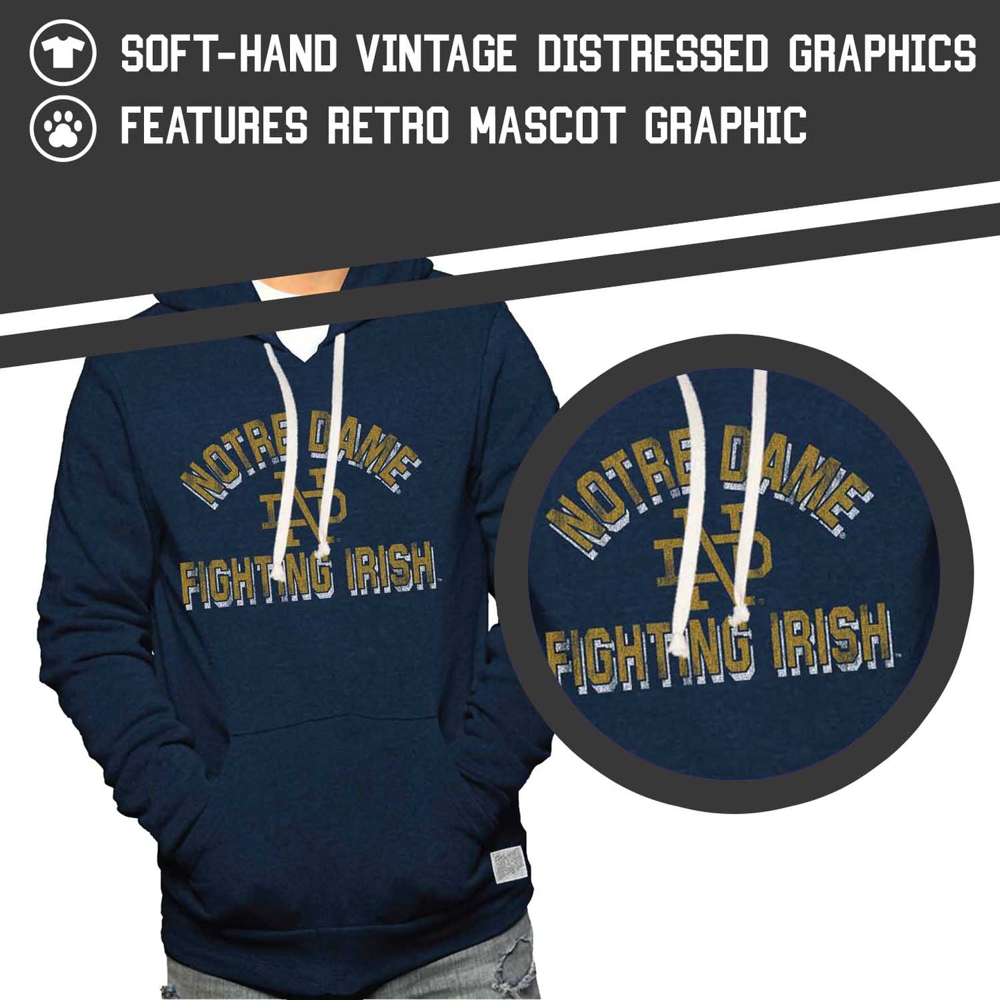 Notre Dame Fighting Irish Adult University Hoodie - Navy
