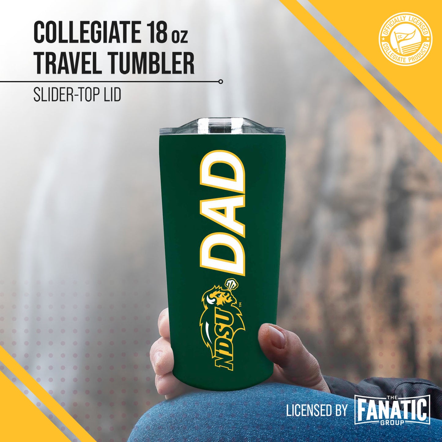 North Dakota State University Bison NCAA Stainless Steel Travel Tumbler for Dad - Green