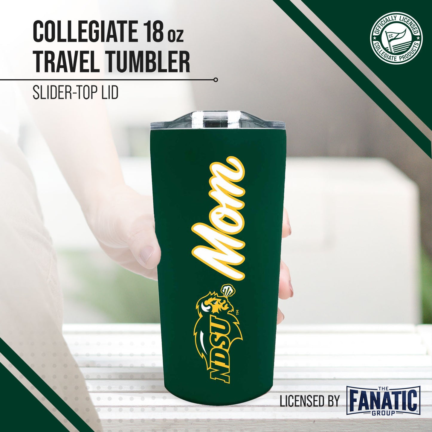 North Dakota State Bison NCAA Stainless Steel Travel Tumbler for Mom - Green