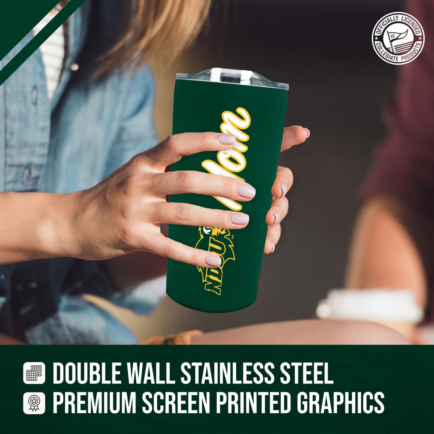 North Dakota State Bison NCAA Stainless Steel Travel Tumbler for Mom - Green